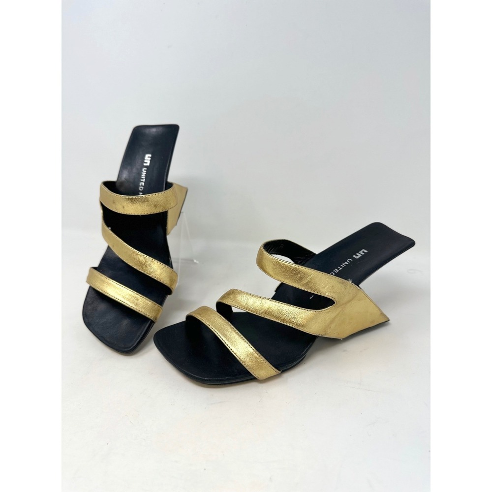 United Nude Loop Hi Gold Leather Suspension Heels 37‎